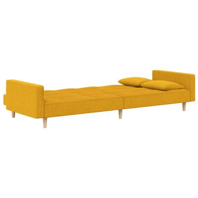 vidaXL 2-osobowa kanapa, 2 poduszki, żółta, tapicerowana tkaniną