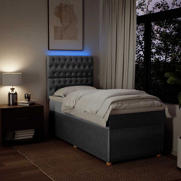 vidaXL Ł&oacute;żko kontynentalne z materacem, jasnoszare, tkanina, 100x200cm