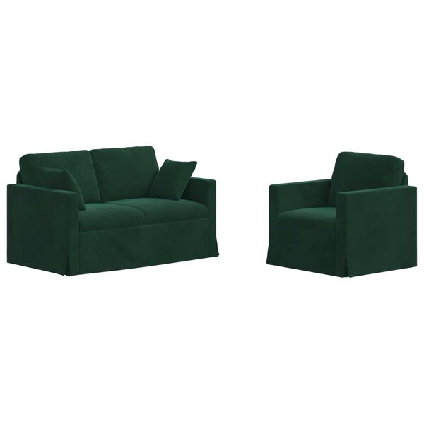 vidaXL Sofa 2 pcs Ciemna zieleń