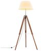 vidaXL Lampa podłogowa na tr&oacute;jnogu, brązowo-biała, tek, 141 cm