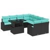 vidaXL Zestaw Sof na Ogr&oacute;d z poduszką 9 pcs Czarny Rattan poli