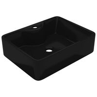 vidaXL Ceramiczna umywalka z otworem na kran, prostokątna, czarna