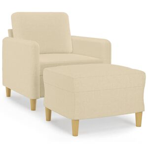 vidaXL Fotel z podn&oacute;żkiem, kremowy, 60 cm, obity tkaniną