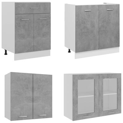vidaXL 4-cz. zestaw szafek kuchennych, szarość betonu, płyta wiórowa
