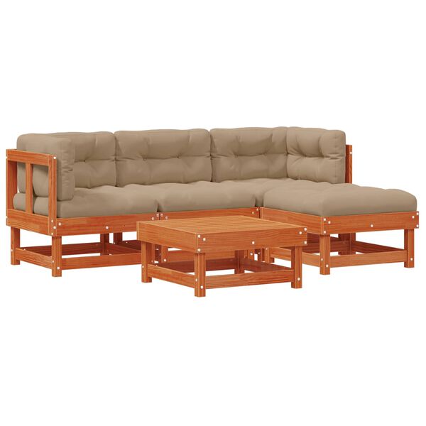 vidaXL Zestaw wypoczynkowy w ogrodzie 15 pcs Woskowy Brąz