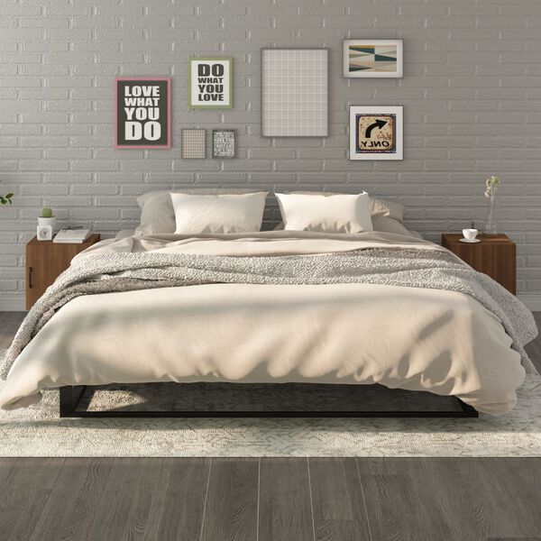 vidaXL Szafki nocne, 2 szt., brązowy dąb, materiał drewnopochodny