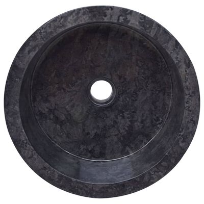 vidaXL Umywalka, czarna, Ø40x15 cm, marmurowa