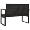 vidaXL Ławka ogrodowa z poduszkami, czarna, 106 cm, polirattan