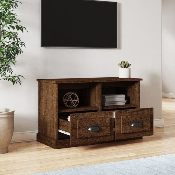 vidaXL Szafka pod TV, brązowy dąb, 80x35x50cm, materiał drewnopochodny