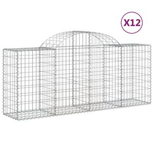 vidaXL Kosze gabionowe, 12 szt, 200x50x80/100 cm, galwanizowane żelazo
