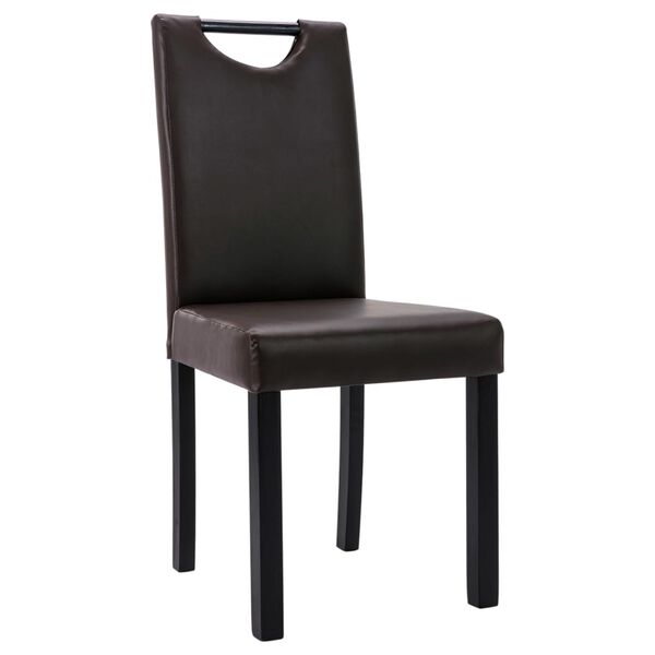 vidaXL Krzesła stołowe, 6 szt., brązowe, sztuczna sk&oacute;ra