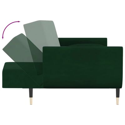 vidaXL 2-osobowa kanapa z 2 poduszkami, ciemnozielona, aksamitna
