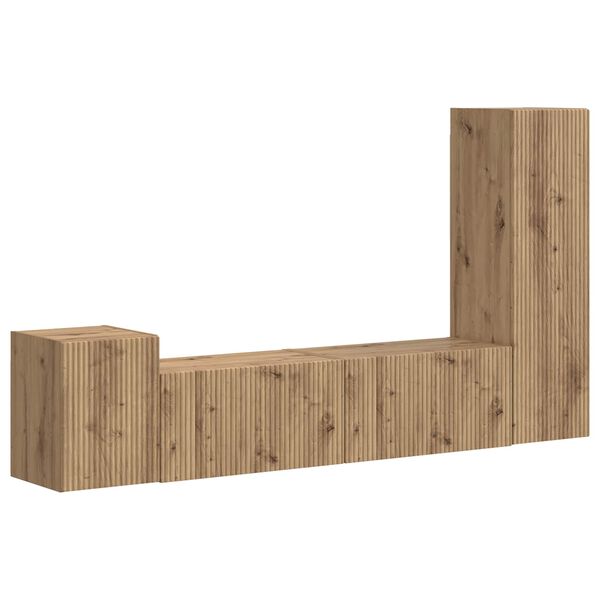 vidaXL Zestaw szafek RTV Montowane na ścianie 4 pcs Dąb rzemieślniczy