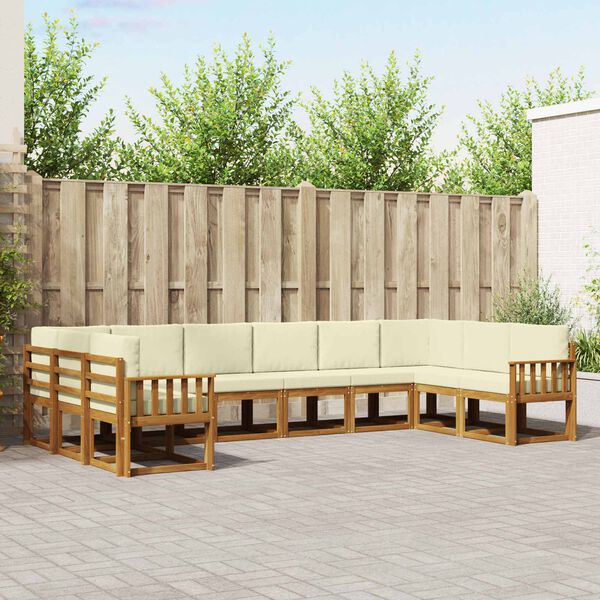 vidaXL Zestaw sof na zewnątrz z poduszką 10 pcs Naturalny i Kremowy