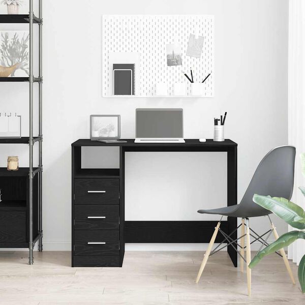 vidaXL Biurko z szufladami, czarny dąb, 102x50x76 cm