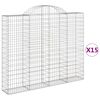 vidaXL Kosze gabionowe, 15 szt, 200x30x160/180cm, galwanizowane żelazo