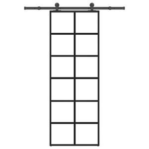 vidaXL Drzwi przesuwne z osprzętem, szkło ESG i aluminium, 76x205 cm