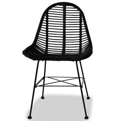 vidaXL Krzesła stołowe, 2 szt., czarne, naturalny rattan