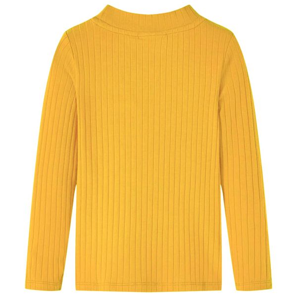 Koszulka dziecięca z długimi rękawami, prążkowana, ciemna ochra, 140
