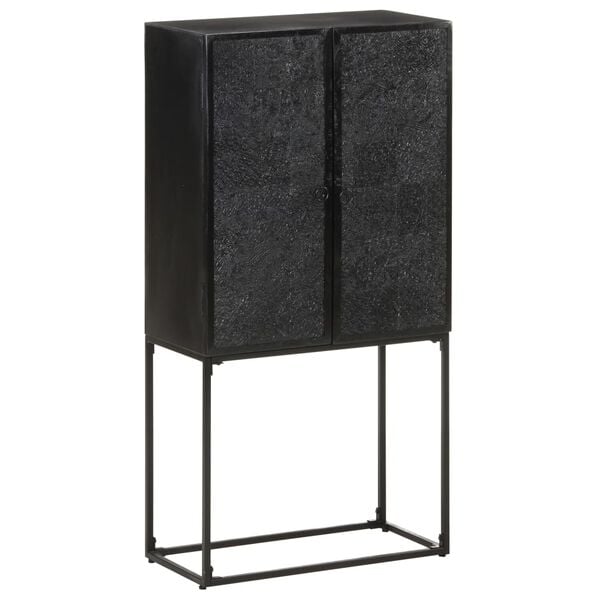 vidaXL Szafka, czarna, 60x30x120 cm, lite drewno akacjowe i mango