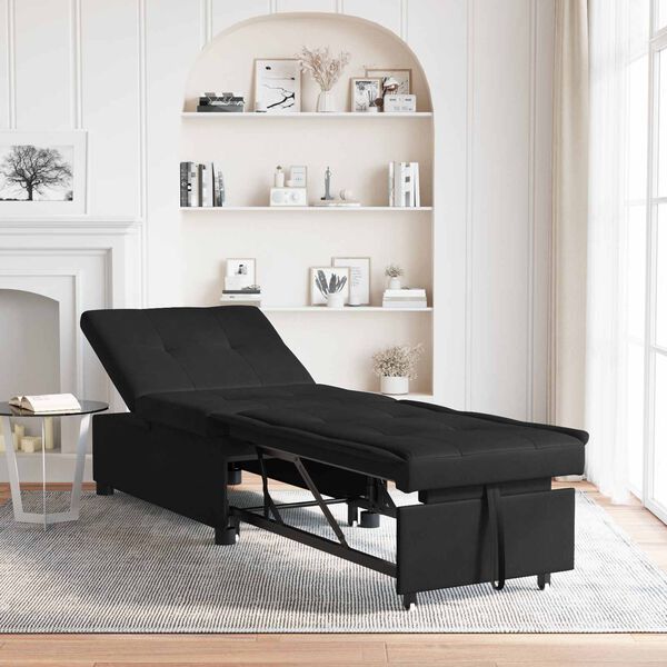 vidaXL Rozkładana sofa 67cm Czarny Mikrofibra