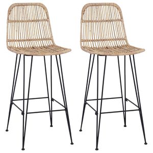 vidaXL Stołek barowy 2 szt. naturalny 44 x 55 x 109 cm Rattan i Stal