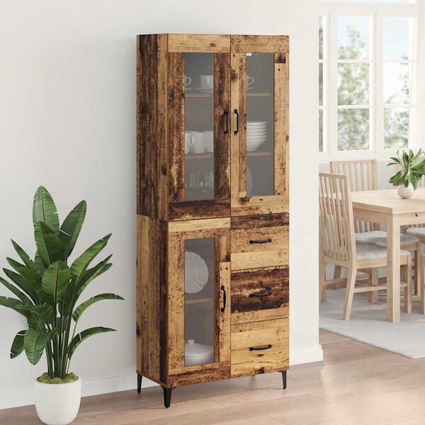 vidaXL Highboard Montowane na ścianie Stare drewno 69,5 x 34 x 180 cm