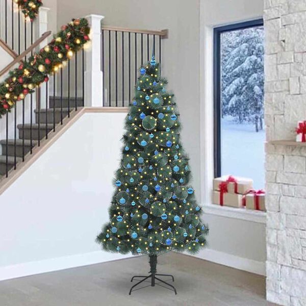 vidaXL Sztuczna Oświetlona Choinka Bożonarodzeniowa z Zestawem Bombek