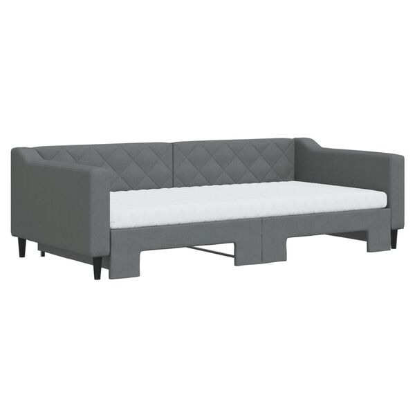 vidaXL Sofa rozsuwana z materacami, ciemnoszara, 100x200 cm, tkanina