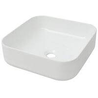 vidaXL Umywalka ceramiczna kwadratowa 39x39x13,5 cm, biała