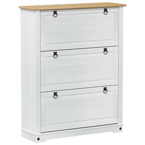vidaXL Szafka na buty z szufladą z p&oacute;łką Corona Biały 99 x 32 x 122 cm
