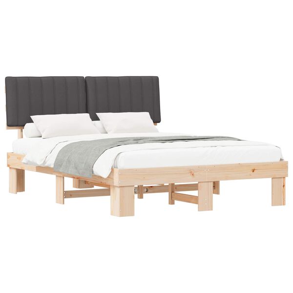 vidaXL Ramka ł&oacute;żka z tapicerowanym wezgłowiem Ciemnoszary 160 x 200 cm