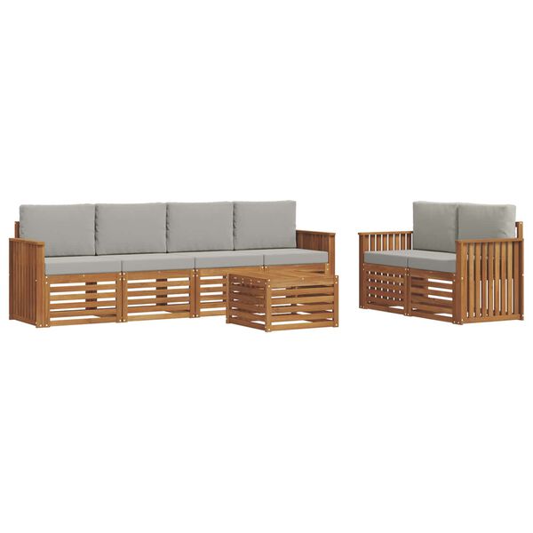 vidaXL Zestawy sof 7 pcs Naturalny i Jasny Szary Lite Drewno Akacji