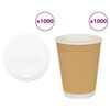 vidaXL Papierowe kubki z pokrywkami, 1000 szt., 12oz, 300ml
