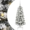 vidaXL Sztuczna choinka z zawiasami 150 LED Zielony i Biały 120 cm