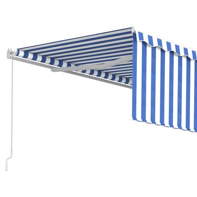 vidaXL Ręcznie zwijana markiza z zasłoną, 4x3 m, niebiesko-biała