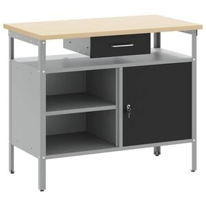 vidaXL St&oacute;ł warsztatowy z szufladą Czarny i szary 100 x 55 x 85 cm