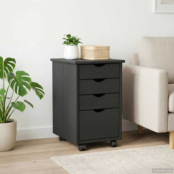 vidaXL Rolkowa szafka Szary 34 x 39 x 56 cm Lite drewno sosnowe