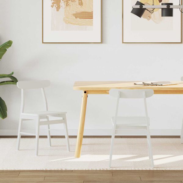 vidaXL Krzesło jadalniane 2 pcs Biały Drewno Gumowe