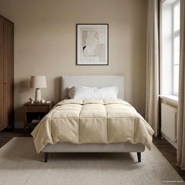 vidaXL Kołdra na cały rok Kwiłtowany Kremowy 155 x 220 cm Mikrofibra