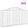 vidaXL Kosze gabionowe, 12 szt, 200x30x100/120cm, galwanizowane żelazo