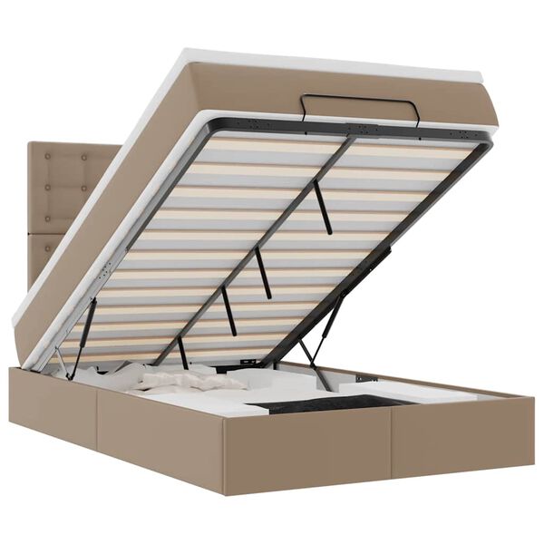 vidaXL Rama ł&oacute;żka otomana z materacem, cappucino, 120x190 cm, ekosk&oacute;ra