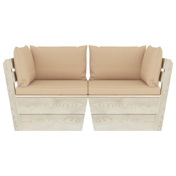 vidaXL Ogrodowa sofa 2-osobowa z palet, z poduszkami, drewno świerkowe