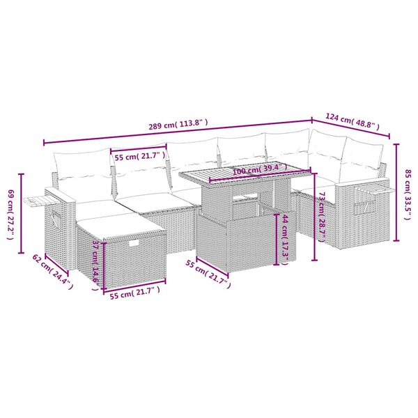 vidaXL 8-cz. zestaw wypoczynkowy do ogrodu, z poduszkami, czarny