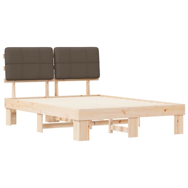 vidaXL Ramka ł&oacute;żka z tapicerowanym wezgłowiem Ciemnoszary 140 x 190 cm