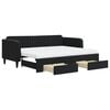 vidaXL Sofa rozsuwana z szufladami, czarna, 90x200 cm, aksamit