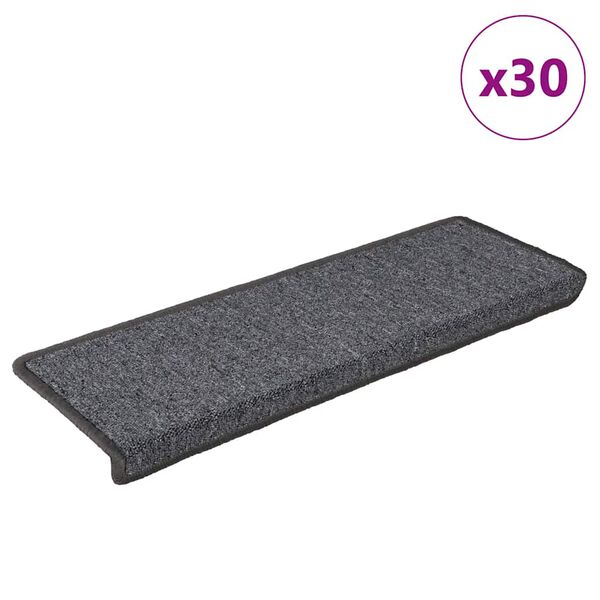 vidaXL Maty na schody 30 szt. 65x21x4 cm Ciemnoszary prostokątny brzeg