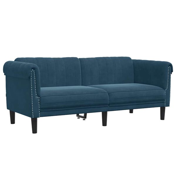 vidaXL Sofa dwuosobowa, niebieska, aksamit