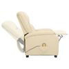 vidaXL Podnoszony fotel masujący, kremowy, skóra naturalna