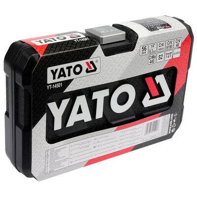 YATO Zestaw narzędzi, 56-części, metalowy, czarny, YT-14501
